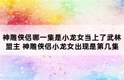 神雕侠侣哪一集是小龙女当上了武林盟主 神雕侠侣小龙女出现是第几集